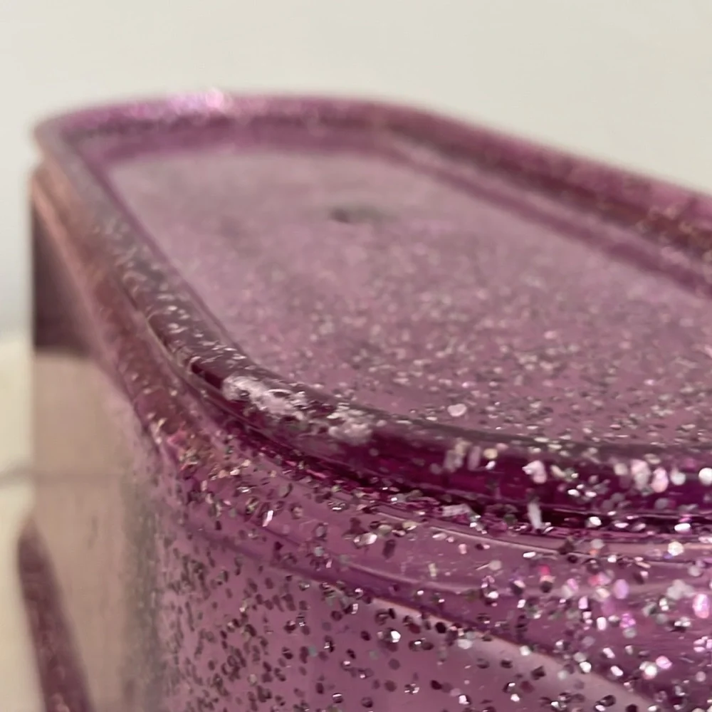 Bath And Body Works Glitter Bathtub Plastic Acrylic Purple And Silver 11 x 5 x 4
